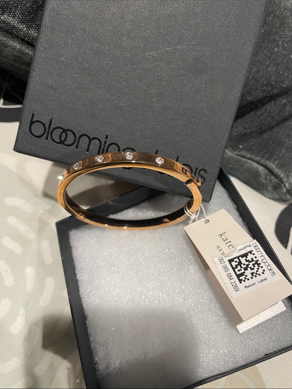 kate spade gold- copper tone crystal bangle bracelet